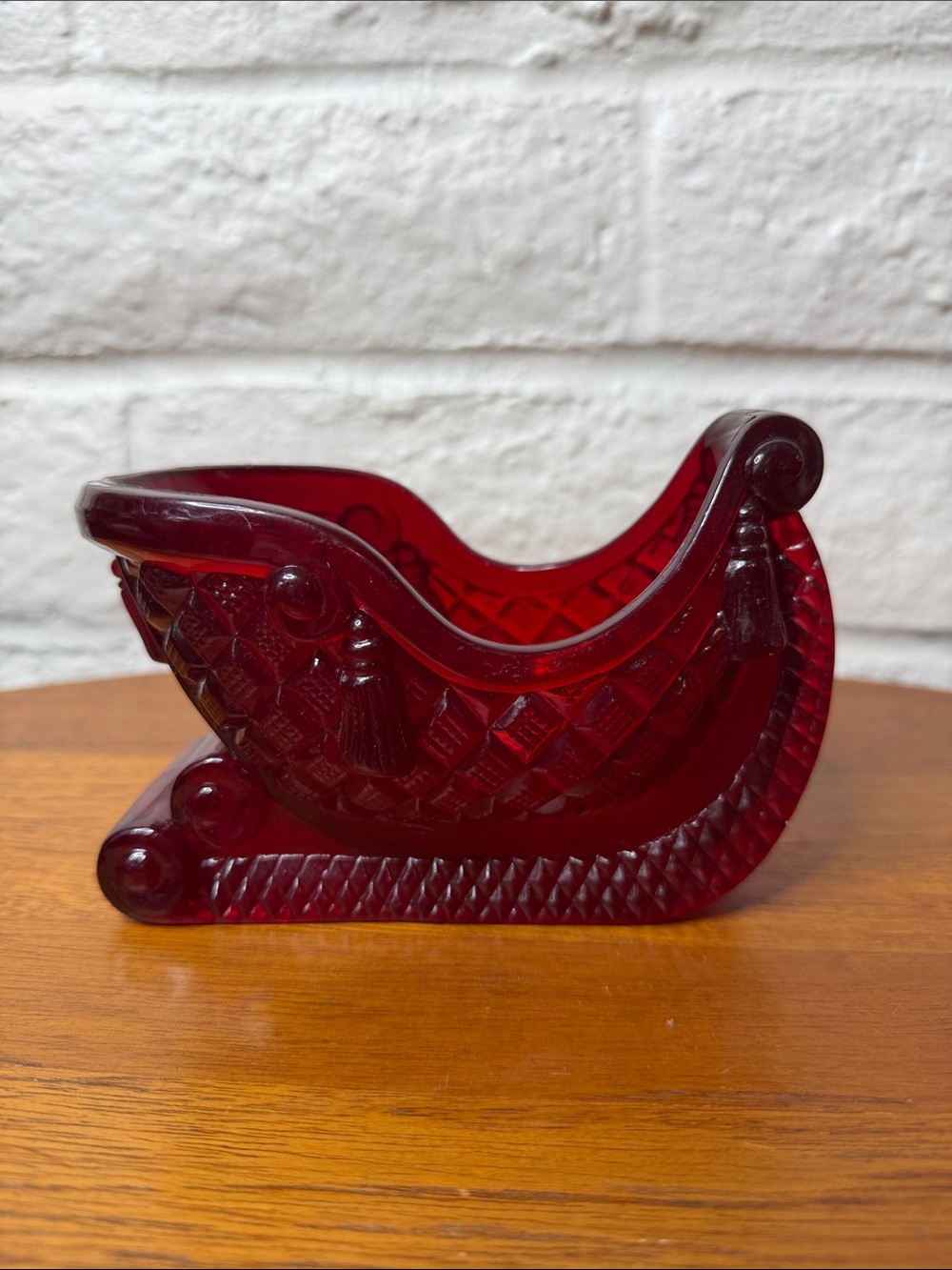 Christmas Decor Santa’s Sleigh Red Plastic Vintage